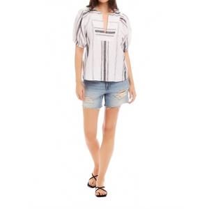 NEW FIFTEEN TWENTY vienna linen blouse in black/white